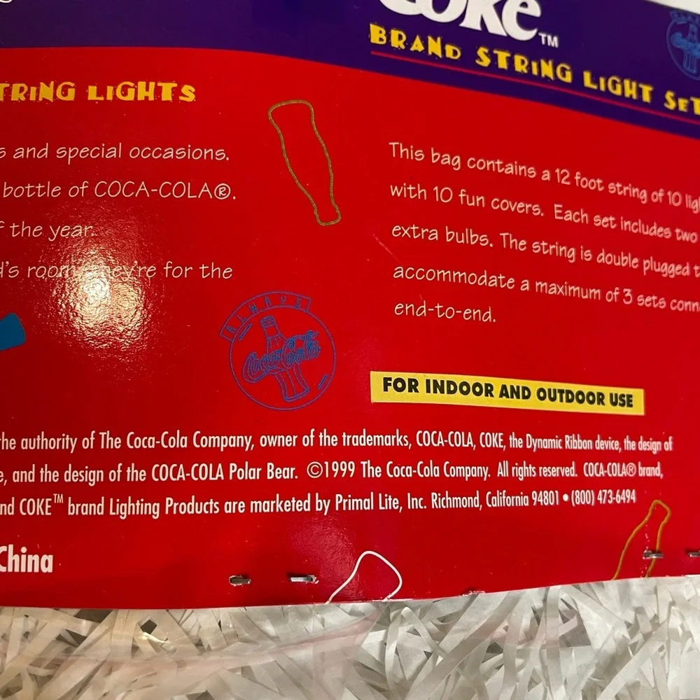 NWT 1999 Coca-Cola string lights (10pc) Brand new! Vintage pop art